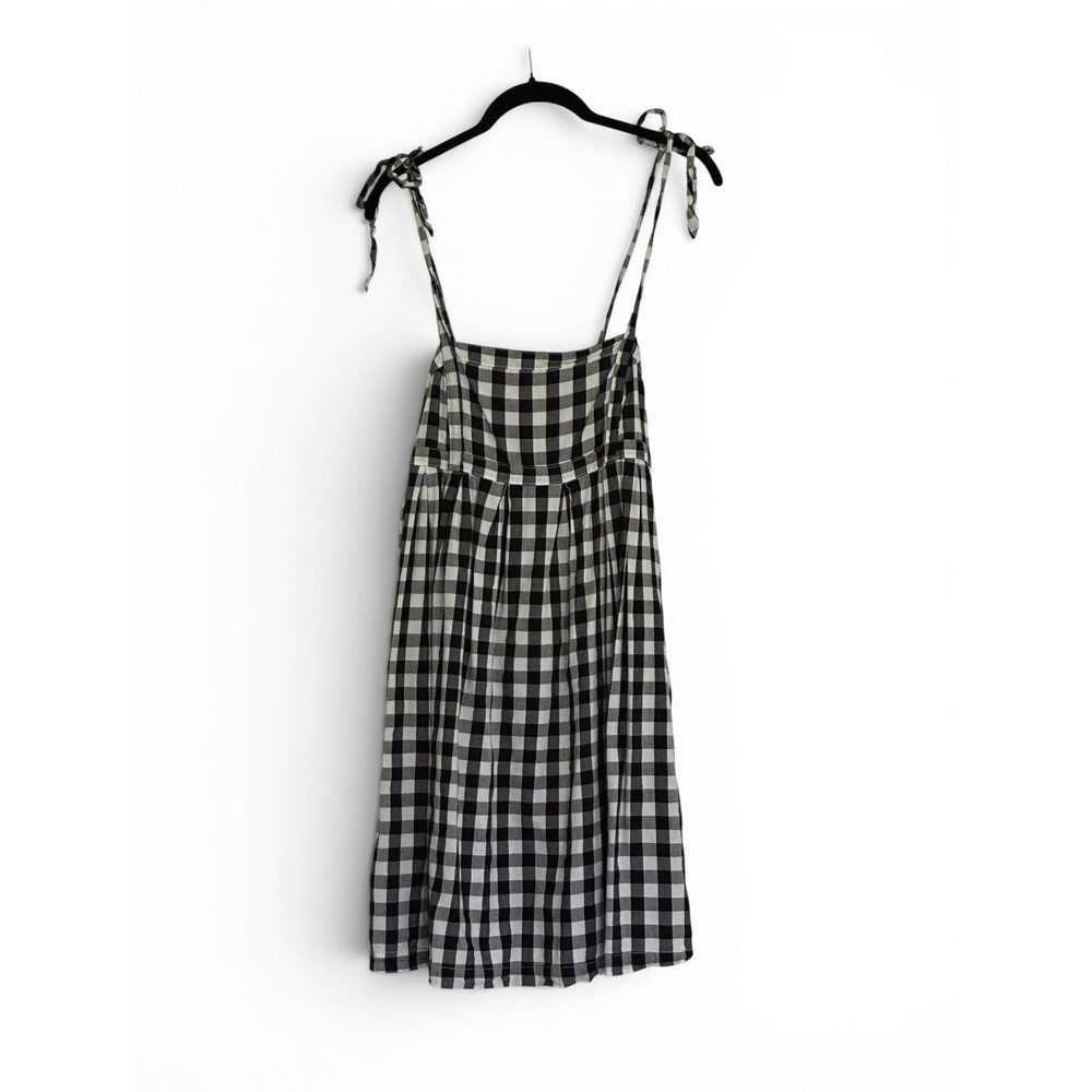 Old Navy Black Gingham Sundress Tie Straps Medium